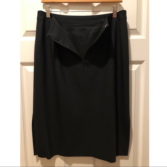 NWOT ESCADA for Saks Fifth Avenue Black Pencil Skirt w/ 2 Side Slits, Sz EUR 42 - Picture 4 of 16
